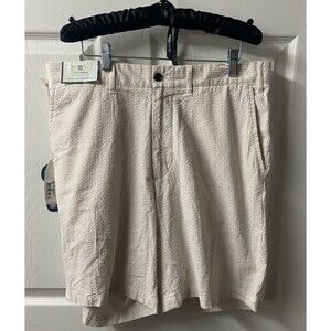 castaway nantucket  Island shorts Men 35 Seersucker Tan White Pinstripe Golf NWT